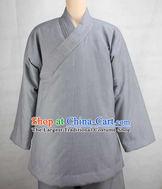 Chinese Traditional Buddhist Monk Clothing Grey Cotton Padded Jacket Buddhism Monks Costumes for Men