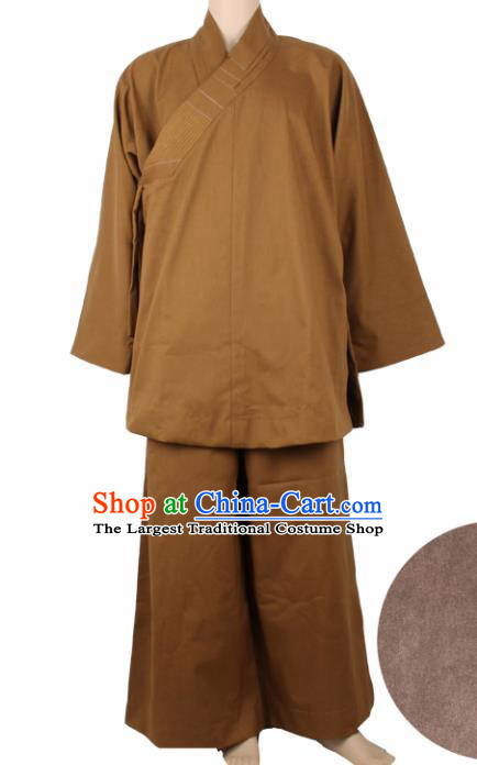 Chinese Traditional Buddhist Monk Clothing Buddhism Monks Brown Costumes for Men