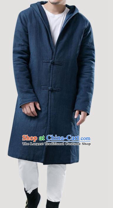 Chinese Traditional Costume Tang Suits Navy Coat National Mandarin Shirt for Men