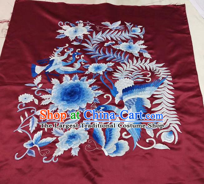 Chinese Traditional Embroidery Craft Embroidered Red Silk Patches Embroidering Accessories