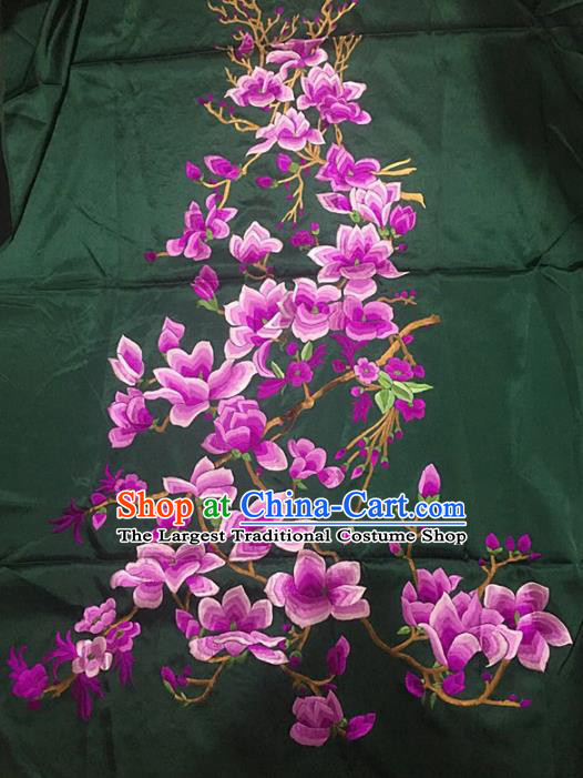 Chinese Traditional Embroidery Craft Embroidered Magnolia Atrovirens Silk Patches Handmade Embroidering Accessories