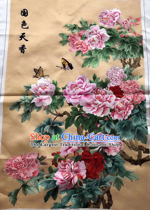 Chinese Traditional Embroidery Craft Embroidered Peony Flowers Silk Patches Handmade Embroidering Accessories