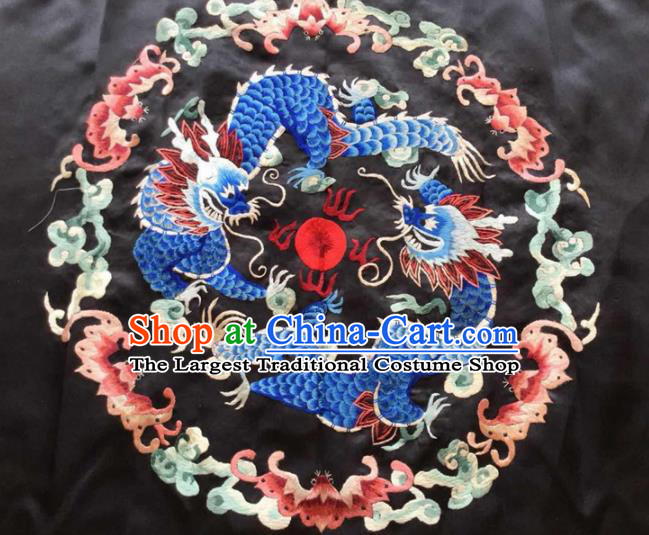 Chinese Traditional Handmade Embroidery Craft Embroidered Patches Embroidering Dragons Silk Piece