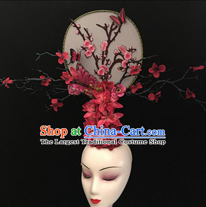 Top Halloween Giant Hair Accessories Chinese Traditional Catwalks Plum Blossom Headpiece for Women