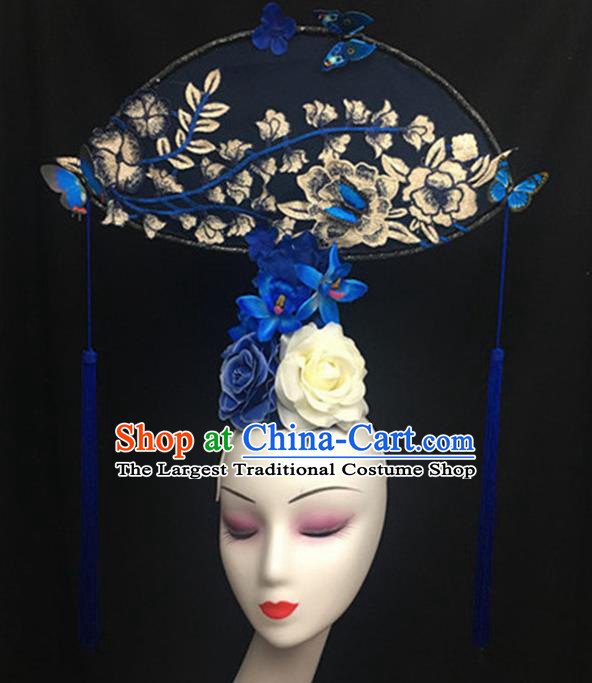 Top Halloween Stage Show Giant Hair Accessories Chinese Traditional Catwalks Headpiece for Women