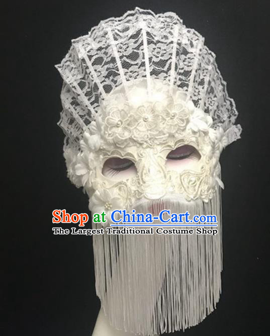 Top Halloween Accessories Brazilian Carnival Catwalks White Lace Tassel Masks for Women