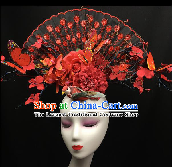 Top Halloween Giant Hair Accessories Stage Show Chinese Traditional Palace Catwalks Headpiece for Women