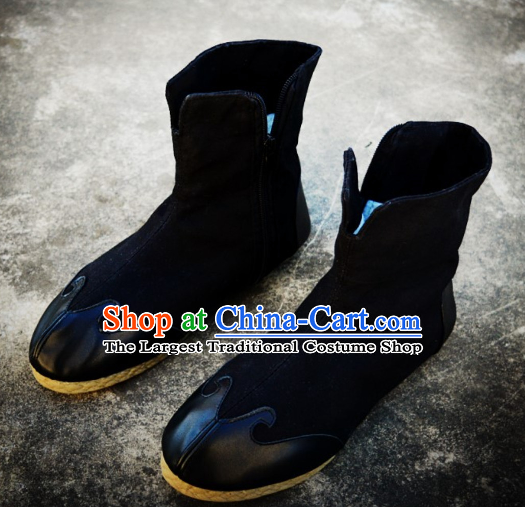 Chinese Classical Warrior Black Shoes Boots for Men