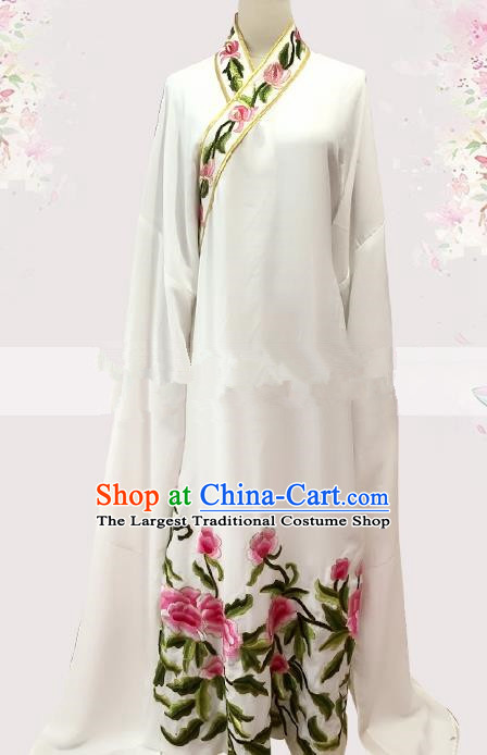 Professional Chinese Traditional Beijing Opera White Embroidered Robe Ancient Scholar Costume for Men