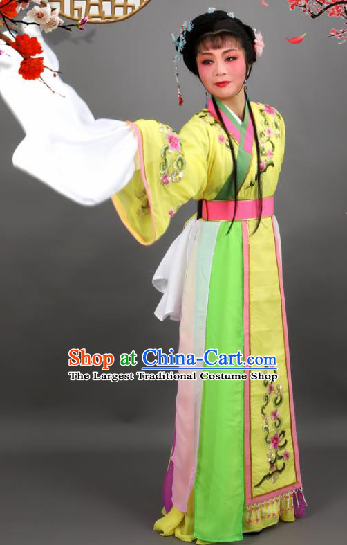 Chinese Traditional Peking Opera Diva Princess Yellow Dress Ancient Palace Lady Costume for Women