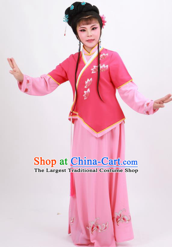 Professional Chinese Traditional Beijing Opera Maidservants Rosy Dress Ancient Young Lady Costume for Women