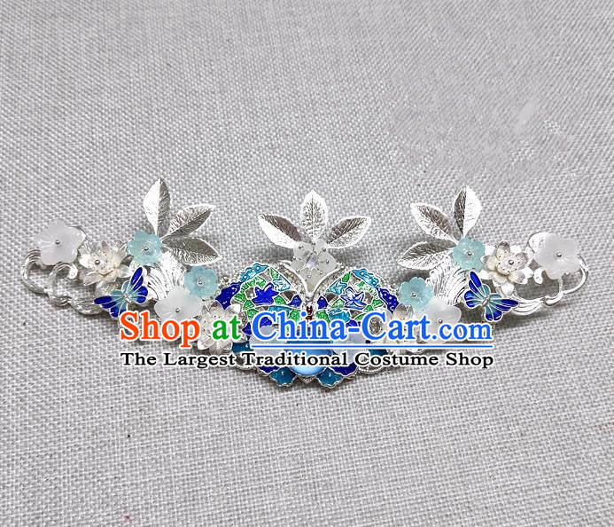 Chinese Traditional Hair Accessories Hanfu Hairpins Ancient Princess Blue Butterfly Hair Crown for Women