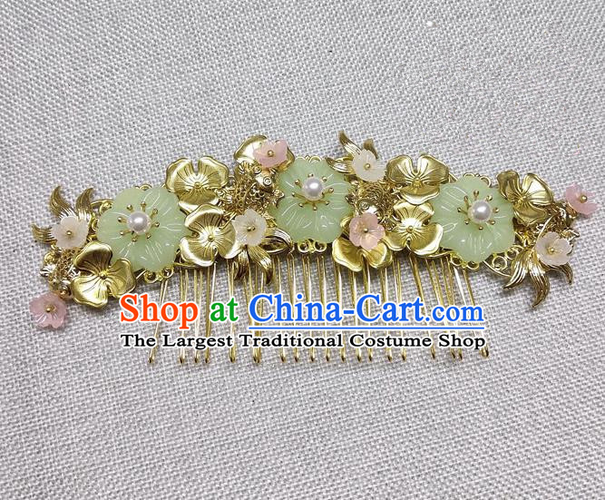 Chinese Ancient Princess Golden Hair Comb Traditional Hair Accessories Hanfu Hairpins for Women