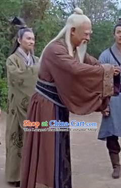 Chinese Ancient Spring and Autumn Period Civilian Philosopher Laozi Writer Lao Tzu Costumes Complete Set