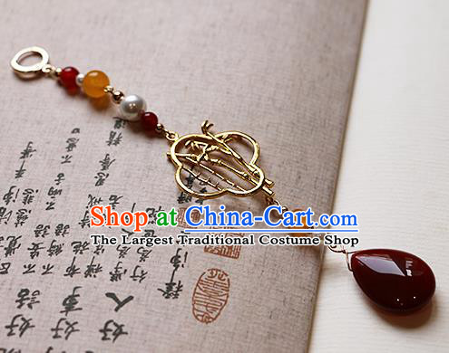 Chinese Ancient Ming Dynasty Imperial Consort Agate Brooch Pendant Traditional Hanfu Court Accessories for Women