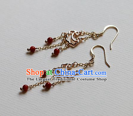 Chinese Traditional Hanfu Tassel Ear Accessories Ancient Tang Dynasty Princess Earrings for Women