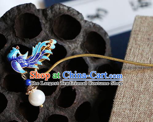 Chinese Ancient Qing Dynasty Imperial Consort Cloisonne Phoenix Hairpins Traditional Hanfu Court Hair Accessories for Women