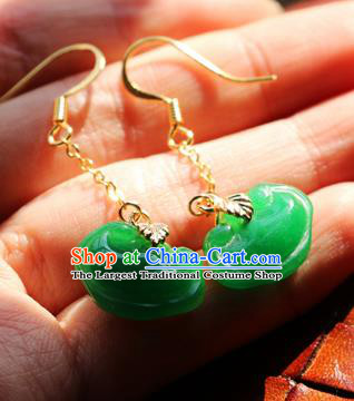 Chinese Traditional Hanfu Jade Cloud Ear Accessories Ancient Qing Dynasty Princess Earrings for Women