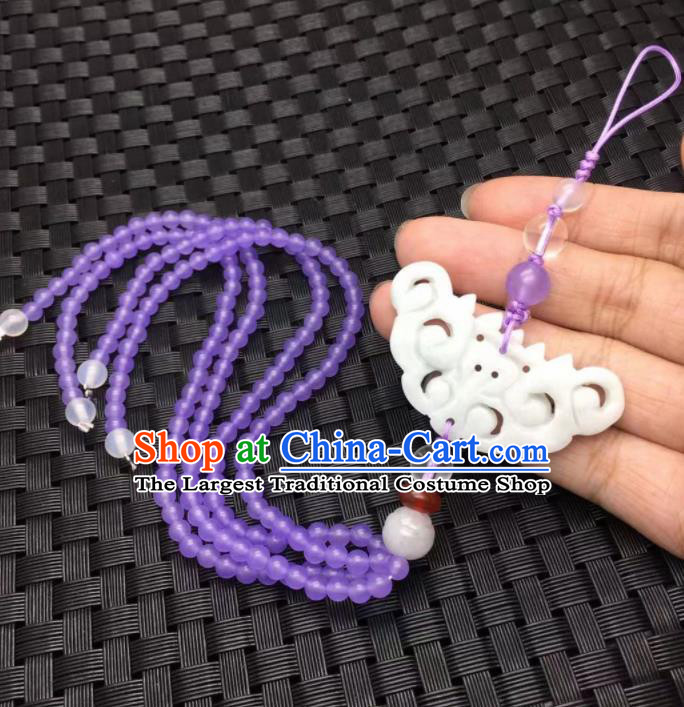 Chinese Traditional Hanfu Purple Beads Breastpin Accessories Ancient Qing Dynasty Imperial Consort Brooch Pendant for Women