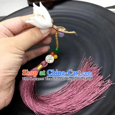 Chinese Traditional Hanfu Lily Flower Breastpin Accessories Ancient Qing Dynasty Imperial Consort Brooch Pendant for Women