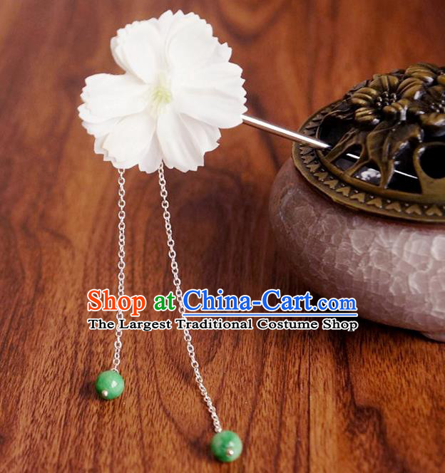 Chinese Ancient Song Dynasty Princess White Peach Flower Hairpins Traditional Hanfu Court Hair Accessories for Women