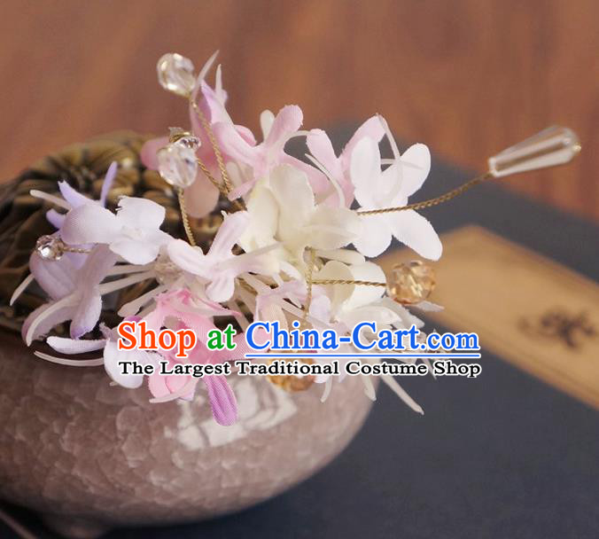 Chinese Ancient Song Dynasty Princess Pink Flower Hairpins Traditional Hanfu Court Hair Accessories for Women