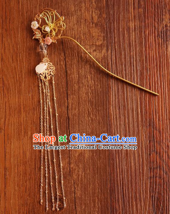 Chinese Ancient Song Dynasty Princess Golden Tassel Hairpins Traditional Hanfu Court Hair Accessories for Women