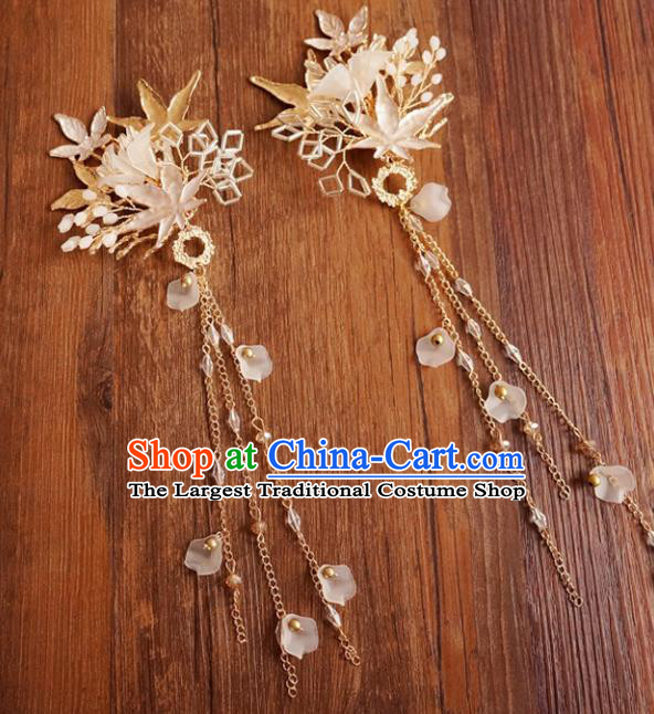 Chinese Ancient Ming Dynasty Princess Maple Leaf Hair Claw Hairpins Traditional Hanfu Court Hair Accessories for Women