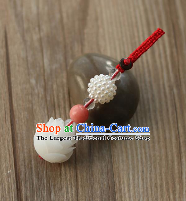 Chinese Traditional Hanfu Pearls Lotus Brooch Pendant Ancient Cheongsam Breastpin Accessories for Women