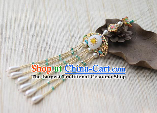 Chinese Traditional Hanfu Cloisonne Tassel Brooch Pendant Ancient Cheongsam Breastpin Accessories for Women