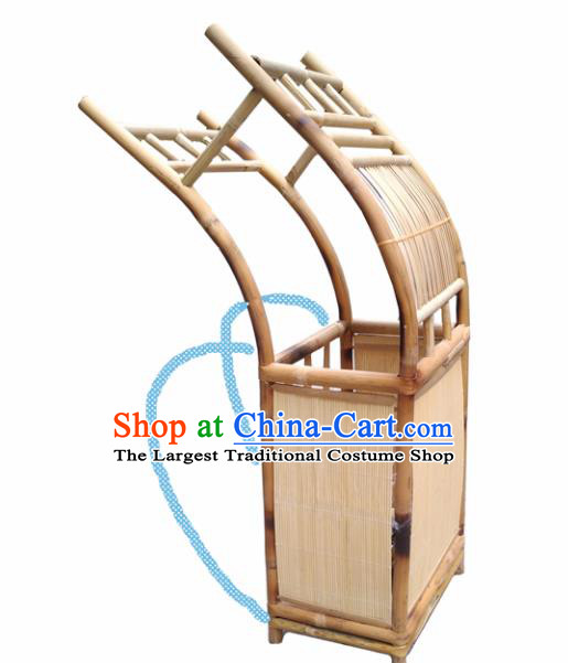 Chinese Traditional Handmade Bamboo Ware Ancient Drama Scholar Bamboo Weaving Pack Basket