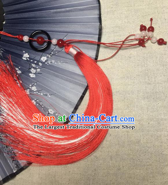 Traditional Chinese Hanfu Jade Waist Accessories Ancient Swordsman Red Tassel Pendant