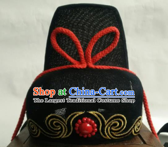 Chinese Traditional Handmade Song Dynasty Imperial Bodyguard Zhan Zhao Hat Ancient Drama Swordsman Headwear for Men