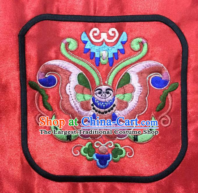 Chinese Traditional National Embroidered Butterfly Red Applique Dress Patch Embroidery Cloth Accessories