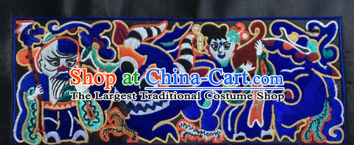 Chinese Traditional National Embroidered Royalblue Applique Dress Patch Embroidery Cloth Accessories