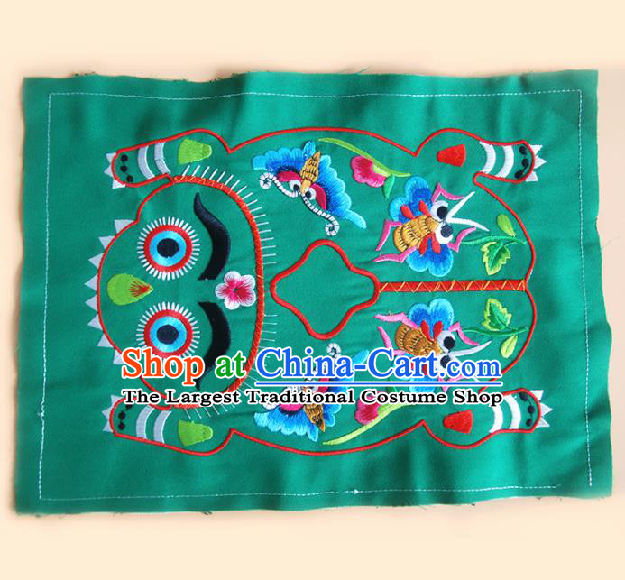 Chinese Traditional Embroidered Tiger Butterfly Green Applique National Dress Patch Embroidery Cloth Accessories