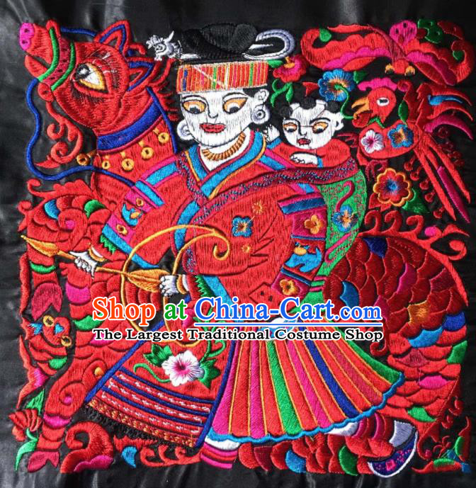 Chinese Traditional Embroidered Red Applique National Dress Patch Embroidery Cloth Accessories