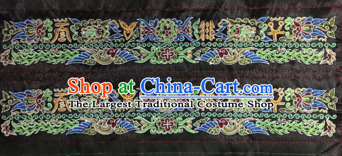 Chinese Traditional Embroidered Birds Black Applique National Dress Patch Embroidery Cloth Accessories