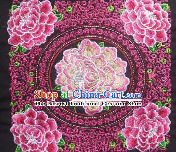 Chinese Traditional Embroidered Peony Rosy Applique National Dress Patch Embroidery Cloth Accessories