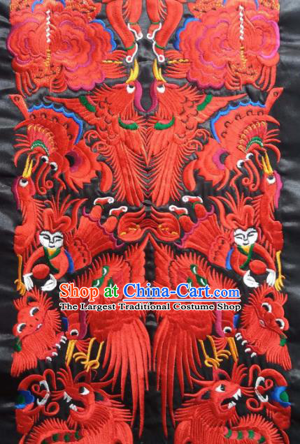 Chinese Traditional Embroidered Red Phoenix Applique National Dress Patch Embroidery Cloth Accessories