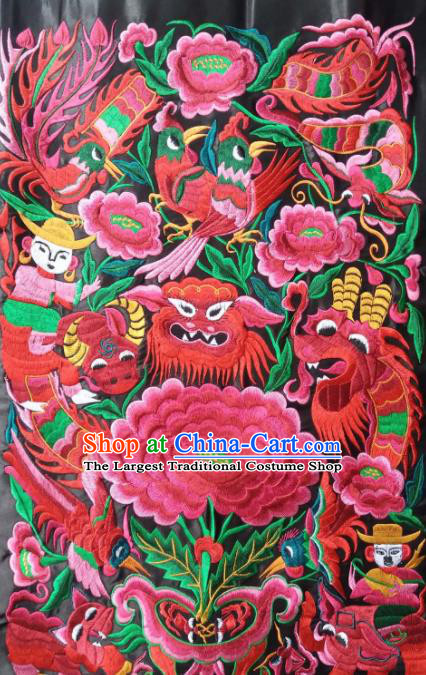 Chinese Traditional Embroidered Dragon Phoenix Applique National Dress Patch Embroidery Cloth Accessories