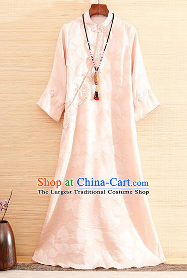 Traditional Chinese National Embroidered Pink Qipao Dress Tang Suit Cheongsam Costume for Women