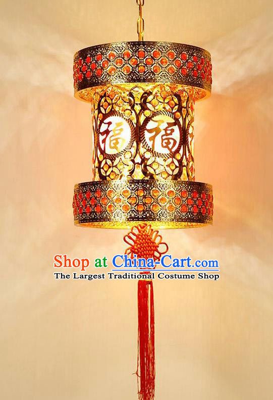 Chinese Traditional New Year Iron Red Palace Lantern Handmade Hanging Lantern Asian Ceiling Lanterns Ancient Lamp