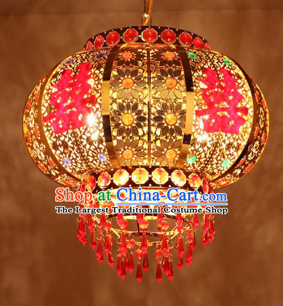 Chinese Traditional New Year Golden Wedding Palace Lantern Handmade Hanging Lantern Asian Ceiling Lanterns Ancient Lamp