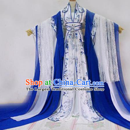 Chinese Traditional Cosplay Court Princess White Costume Ancient Palace Lady Hanfu Dress for Women