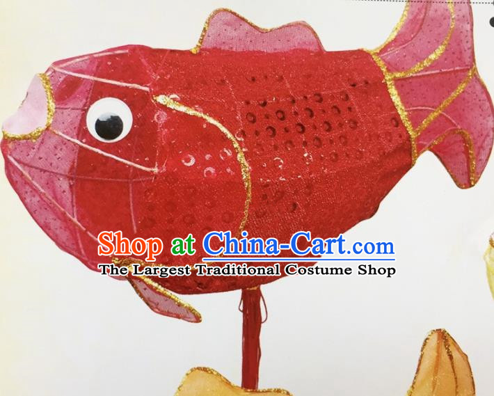 Chinese Traditional New Year Red Paillette Carp Palace Lantern Handmade Hanging Lantern Asian Ceiling Lanterns Ancient Lamp