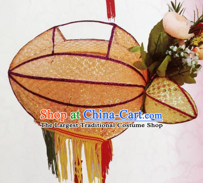 Chinese Traditional New Year Orange Palace Lantern Handmade Hanging Lantern Asian Ceiling Lanterns Ancient Lamp