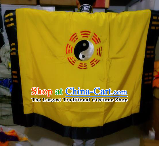 Chinese Traditional Taoism Costume Ancient Taoist Priest Cassocks Embroidered Tai Chi Yellow Vestment