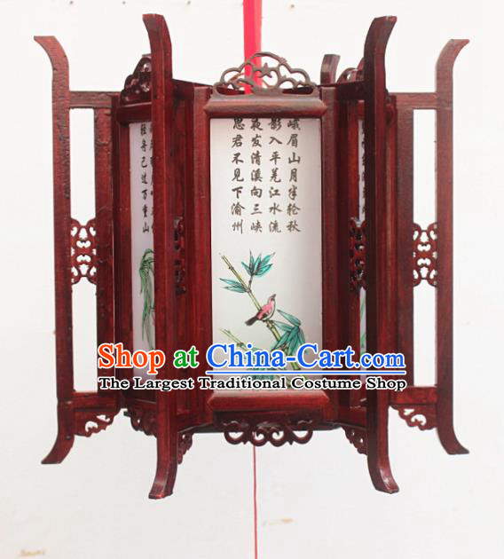 Chinese Traditional New Year Printing Bamboo Orchid Wood White Palace Lantern Asian Handmade Lantern Ancient Lamp