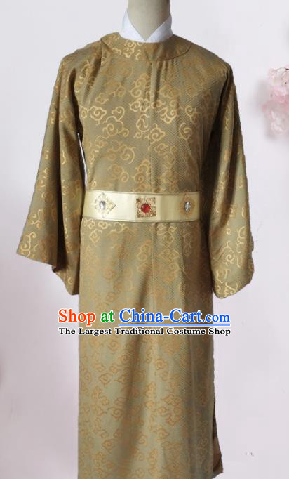 Chinese Traditional Song Dynasty Prince Costume Ancient Minister Khaki Clothing for Men